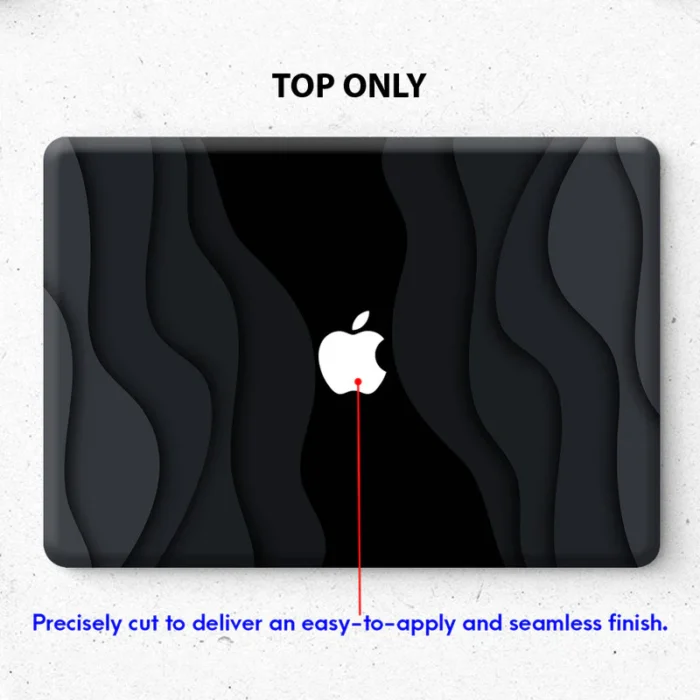 Laptop Skin for Apple MacBook - Black Grey Waves - Image 3